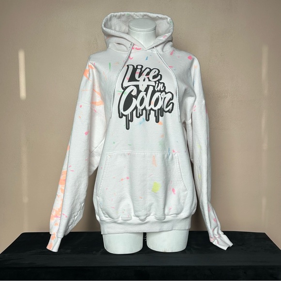 Hanes White 'Life in Color' Hoodie - Picture 8 of 8